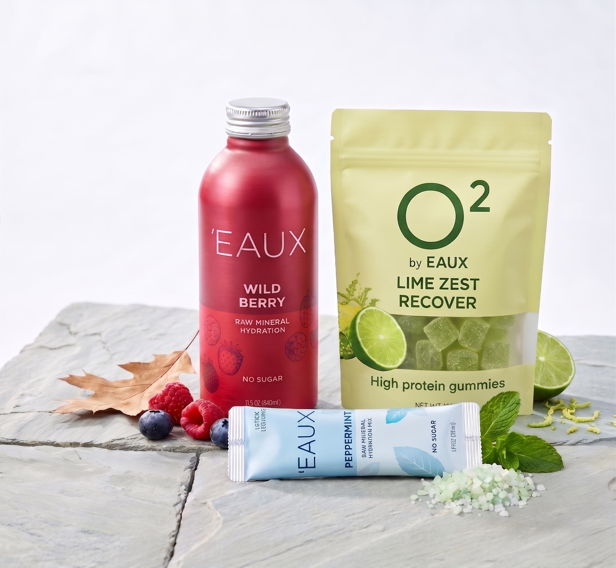 The EAUX Ecosystem: Bottle, Sticks, and O2 Gummies